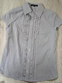 QUEEN'S COURT ストライプ フリルシャツ サイズ2