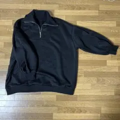 JUNOAH ブラック ハーフジップ スウェット