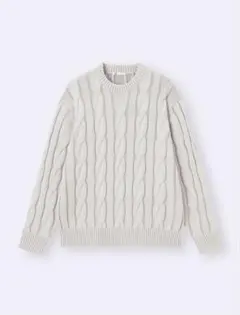 GUジーユー ワイドケーブルクルーネックセーター　S