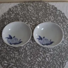 深川製磁 青い花柄皿 2枚セット