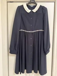 【TOCCA】ネイビー 襟付き 長袖 ワンピース　160 お受験
