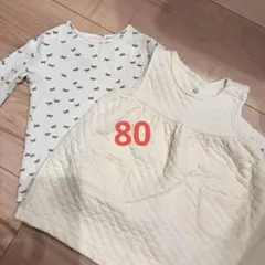 GAP リボン柄 ホワイト 長袖カットソーと ワンピースセット