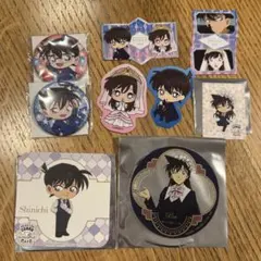 名探偵コナン コナンカフェ アクリルコースター 工藤新一 毛利蘭 缶バッジ