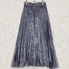マジェスティックレゴン プリーツスカート（M）メタリックグレー ロング 上品