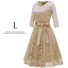 ドレス パーティードレス レディース かわいい 七分袖 結婚式 ワンピース