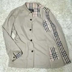 バーバリーブラックレーベル ハーフコート L ノバチェック ベージュ 洗濯済
