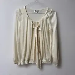 MICHEL KLEIN アイボリー長袖ブラウス 38 M相当 クリーム色