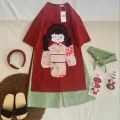 No.BB2526女の子リネンベトナムアオザイセット➖可愛いキルト