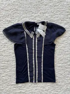 新品 タグ付きaxes femme ネイビーフリルTシャツ　ブラウスのサムネイル