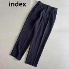 【インデックス】タックテーパードパンツ　ネイビー　ストレッチ　オフィスカジュアルのサムネイル