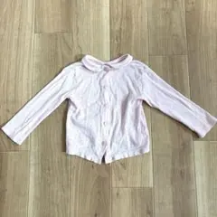 プチバトー70㎝　コットンピンク 透かし編み ベビーカーディガン