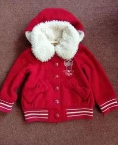 MEZZO PIANO ウールジャケット フード付き 濃赤 110cm