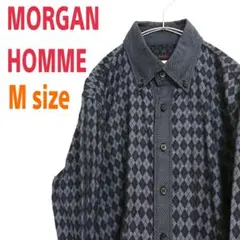 MORGAN HOMME モルガンオム 長袖 ダイヤブロック チェック柄シャツ
