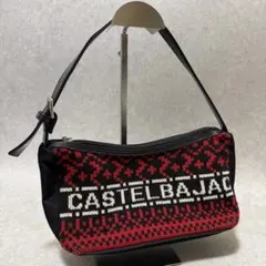 【希少】カステルバジャック ハンドバッグ 毛糸 編み込み ハンドルレザーのサムネイル