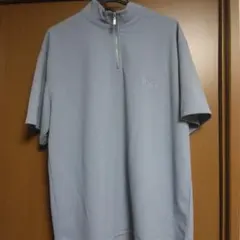 ハーフジップ 半袖 トレーナー ライトブルー