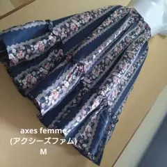axes femme(アクシーズファム)ネイビー花柄フレアスカートM ロリータ