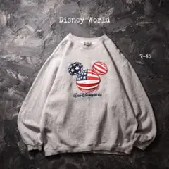 90’s Disney World トレーナー ミッキー　星条旗　刺繍