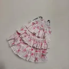 ハンドメイド犬服　さくらピンクフリル付きキャミソールワンピース