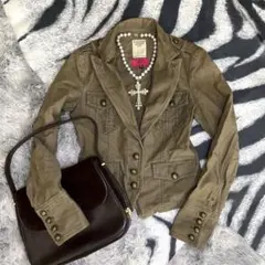 y2k military グランジ テーラードジャケット　カーキ　フェアリー