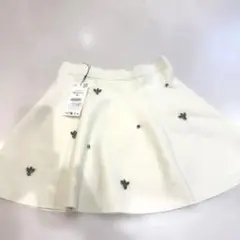 新品！2025 ZARA ホワイト ニット フレアスカート ビジュー付き