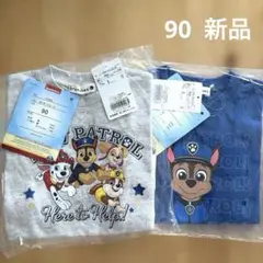 新品 パウパトロール Tシャツ 90 2枚セット　生成　ブルー　チェイスのサムネイル