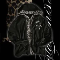 y2k平成グランジ00sパンクお兄系 パーカー フーディー レオパード ヒョウ柄