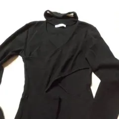 ZARA ブラック リブ　ワンピース S　変形デザイン