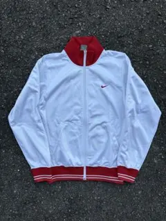 Nike ジップアップジャケット M ホワイト/レッド トラックジャケット 古着