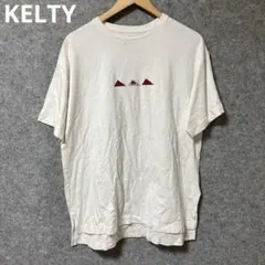 KELTYアイボリー 山の刺繍 半袖Tシャツ