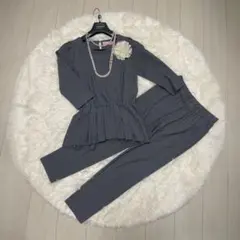 入学式 保護者会セレモニー ペプラム セットアップ パンツスーツ 3点 Fサイズ