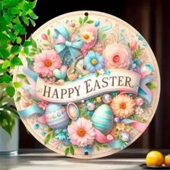 木製イースターリース パステルカラー イースターエッグ 玄関 リビング キッチン