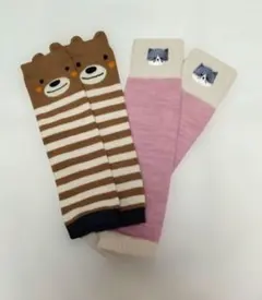 ベビーレッグウォーマー クマと猫デザイン