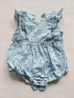 花柄コットンロンパース フリル付き　50-60cm