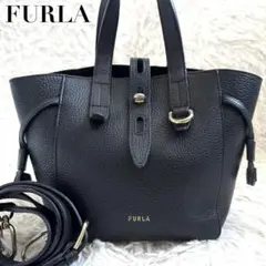 【極美品/付属品完備】フルラ 2way ダフネ ショルダーバッグ レザー 黒 極美品✨フルラ 現行 ショルダーバッグ 2way ダフネ ロゴ レザー 黒 袋