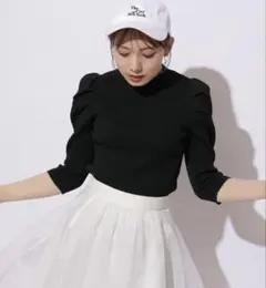 マイストラーダ　パフスリーブニット　トップス　七分袖　八分袖　黒　38 Mサイズ