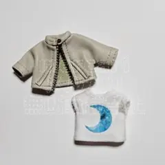 オビツ11 ねんどろいどどーる 革ジャン ベージュ Tシャツ 青い月 セット