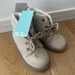 キッズ　ブーツ ベージュ スエード ジッパー付き　Birthday　16cm