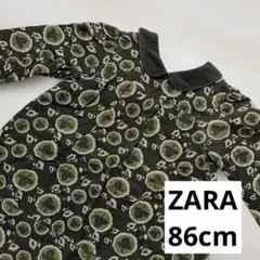 ZARA baby 長袖ワンピース 花柄 カーキ コーデュロイ86cm
