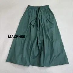 MACPHEE クリスピータフタギャザーロングスカート 緑 34