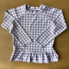 紫と白のチェック柄ラッシュガード 110cm