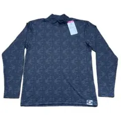 【送料無料】ルコック　長袖ハイネックシャツ　裏起毛　ブラックドロッピング柄　LL