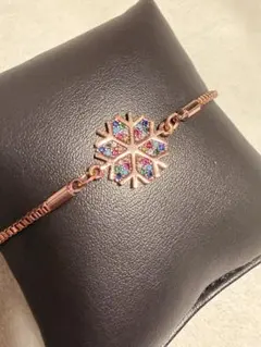 【未使用】雪の結晶 ブレスレット ローズゴールド マルチカラー ボックスチェーン