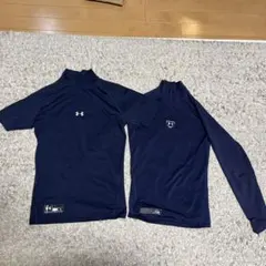 アンダーアーマーハイネック ネイビー 半袖・長袖アンダーシャツ2枚セット