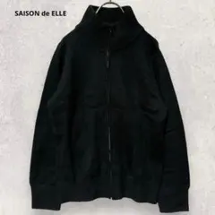 セゾンドエル ウール ジップニット L 黒 ハイネック 防寒 きれいめ 秋冬