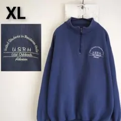 헌 옷 USA제 하프 Zip 스웨트 네이비 로고 자수 XL
