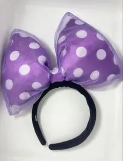 ディズニー カチューシャ ミニー ファンキャップ　リボン　紫　シフォン　デイジー