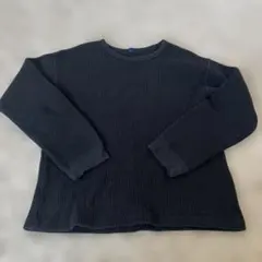 ユニクロ キッズ ブラック ワッフル生地 長袖カットソー 140cm 春服