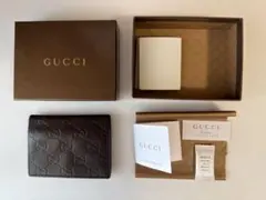 GUCCI グッチ シマレザー 名刺入れ カードケース ダークブラウン 箱・袋付のサムネイル