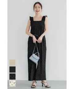 coca コカ シボシャーリングフリルオールインワン♡ドット