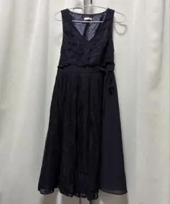 アシメプリーツレースワンピース 黒 Ｍ axes femme